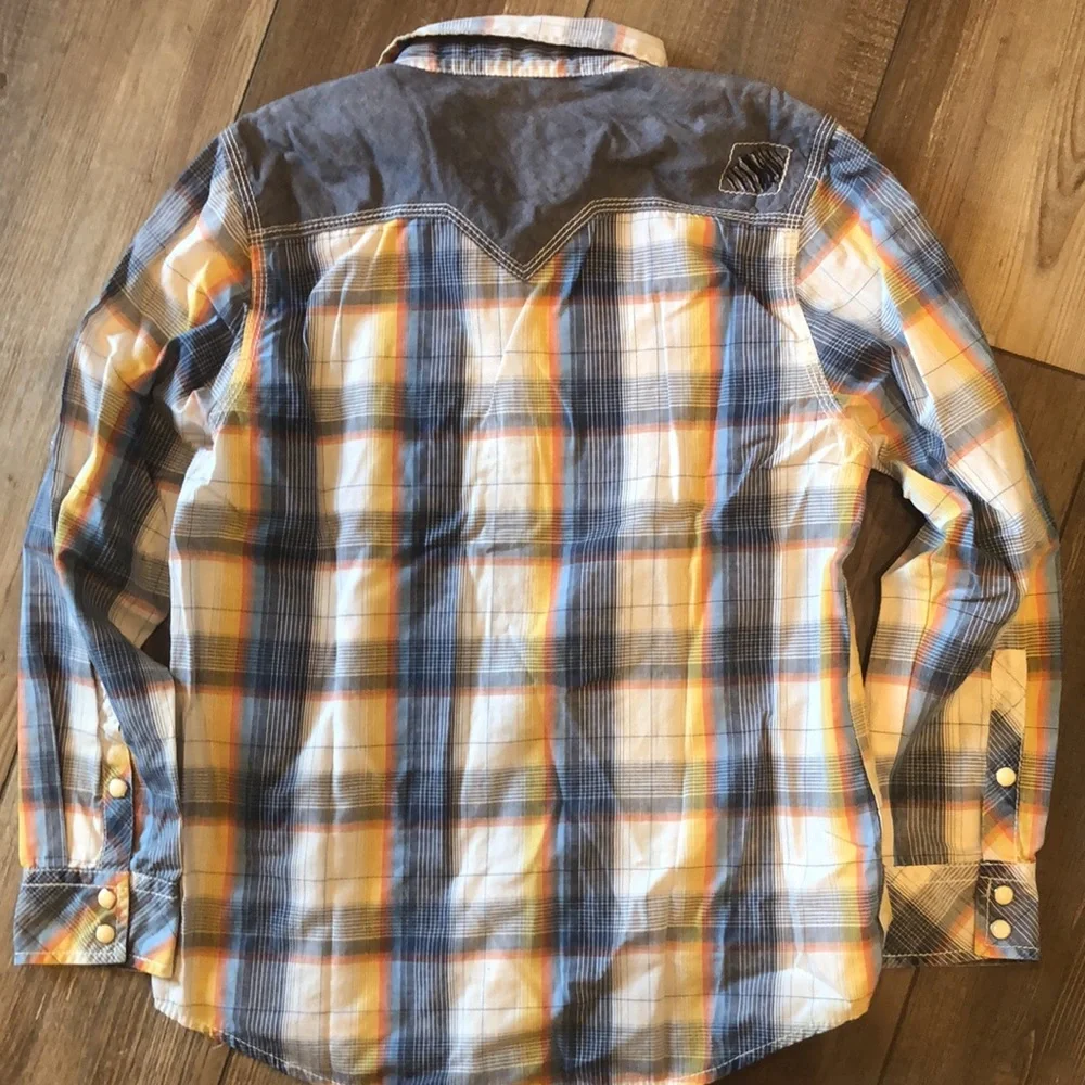 BKE Vintage boys long sleeve snap up plaid shirt - Picture 6 of 10